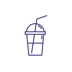 Cold beverage line icon. Straw, mug, smoothie. Drink concept. Vector illustration can be used for topics like cafe, cold coffee, cocktail