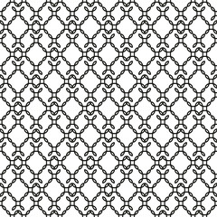 Elegant curly endless pattern. Seamless black and white background. Damask. 