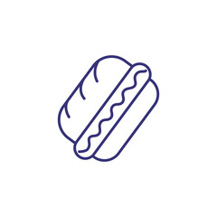 Hot dog line icon. Sausage, snack, dinner. Fast food concept. Vector illustration can be used for topics like picnic, cafe, diet 