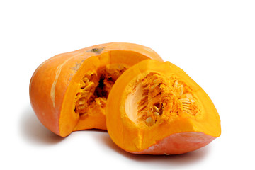 cut pumpkin on white background