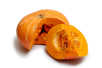 cut pumpkin on white background