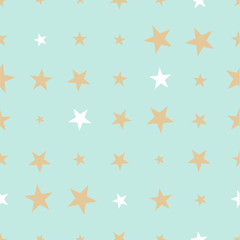Seamless pattern with hand drawn stars on  background. Sky background. Vector illustration.