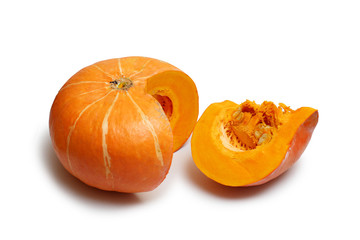 cut pumpkin on white background
