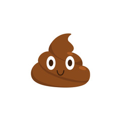Brown poop emoticon. Cute shit icon. Isolated. vector