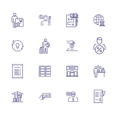 Banking line icon set. Account, customer, banker. Finance concept. Can be used for topics like saving, deposit, loan agreement