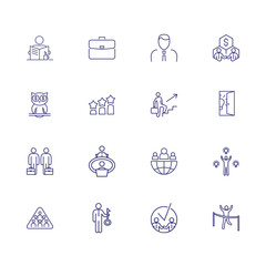 Business line icon set. Portfolio, partnership, idea. Business process concept. Can be used for topics like career promotion, startup, partnership