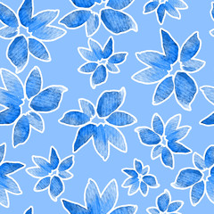 Floral seamless pattern painted with watercolor.