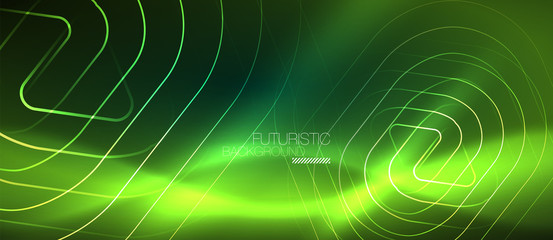 Color shiny neon lights background with abstract lines