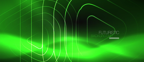 Dark black abstract background with neon colors and lines