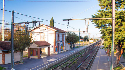 Fototapeta na wymiar La gare de Leucate La Franqui