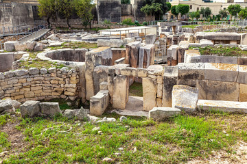 HAGAR QIM, MALTA - NOV 11, 2012: Hagar Qim, ancient Megalithic Temple of Malta, is a unesco world...