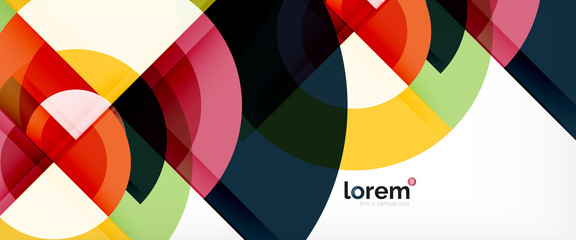 Obraz premium Modern geometric circles abstract background, colorful round shapes with shadow effects