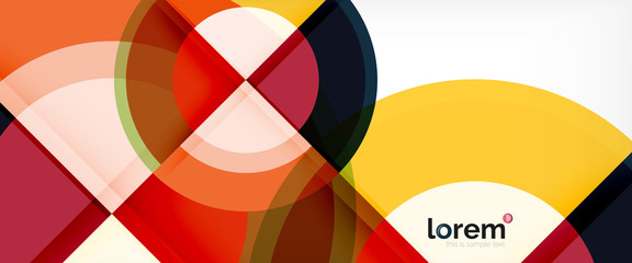 Fototapeta premium Modern geometric circles abstract background, colorful round shapes with shadow effects