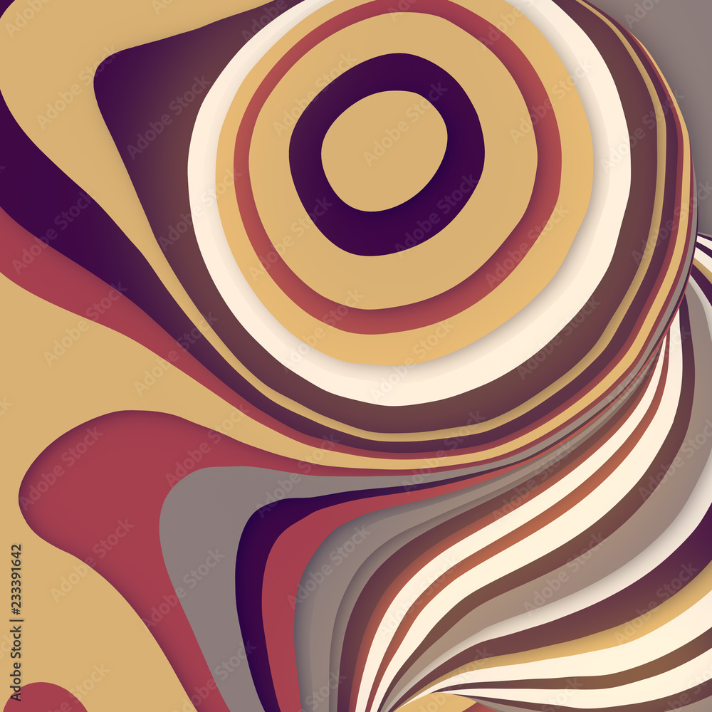 Poster colored sliced shape. computer generated abstract geometric 3d render illustration