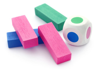 Jenga game of colorful wooden blocks
