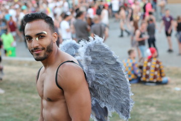 Sexy go-go dancer with wings 