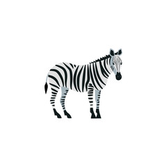 Vector illustration. Cartoon style icon of zebra. Cute character for different design.