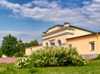 Public Park in the restored estate. A place of rest and walks in the Leningrad region.