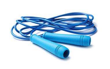 Jump rope on white background. Sports equipment