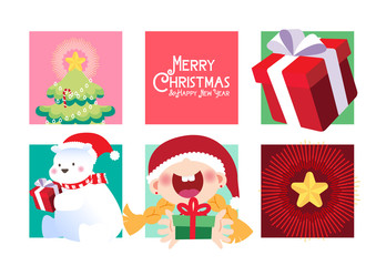 merry christmas polar bears gift illustration vector