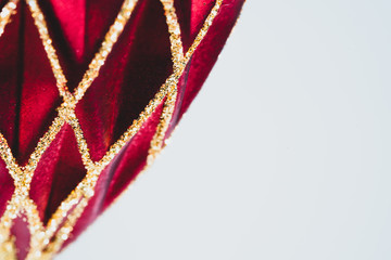 red christmas balls on white background