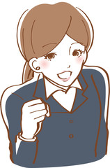 会社員　ガッツポーズ　女性　イラスト