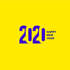 2020 text design pattern. Collection of Happy New Year and happy holidays. Vector illustration. Isolated on yellow background.