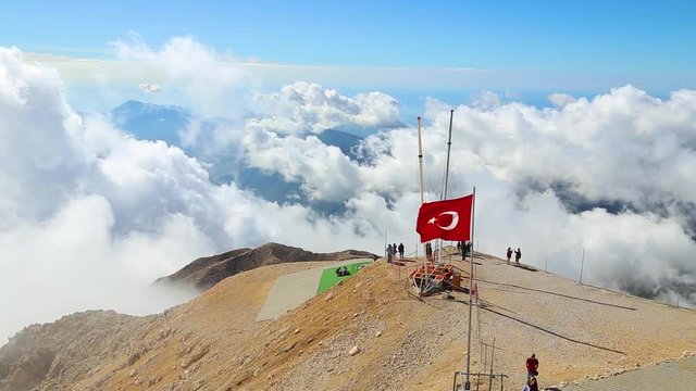 KEMER, TURKEY, 2017. Olympos Teleferik cableway on Tahtali mountain 2365 meters high.