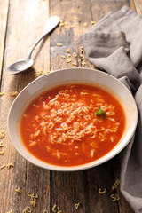 bowl of soup and alphabet noodles