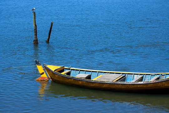 Fishing boat at Southern Chile, Queule, Chile, South America