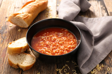 bowl of soup and alphabet noodles