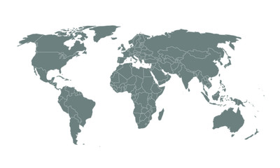 Fototapeta na wymiar World map isolated on white background, vector
