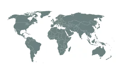 Tuinposter Wereldkaart geïsoleerd op een witte achtergrond, vector © la vector