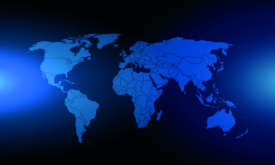 World map on a blue background, vector