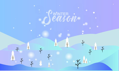 Fototapeta na wymiar Christmas winter nature, card with the inscription winter season, winter banner, vector