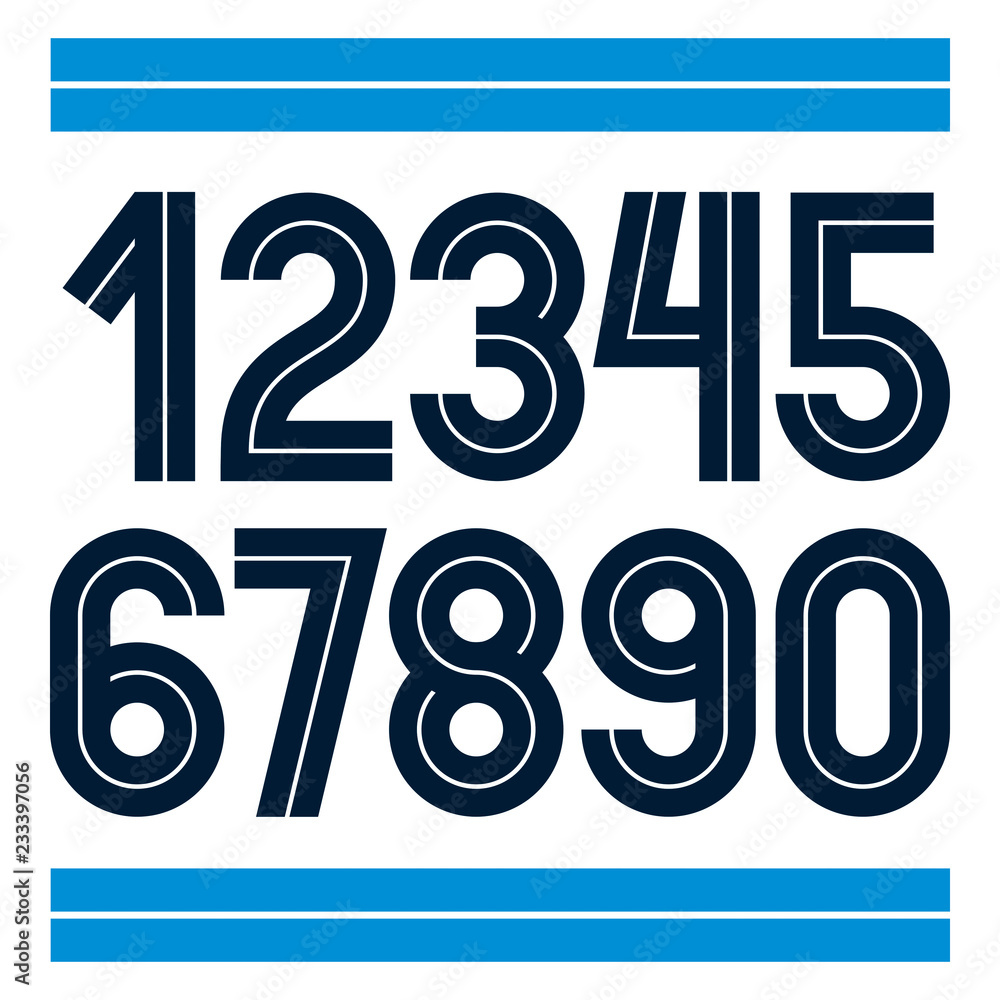 Poster set of vector numbers made with white lines, can be used for logo creation in public relations busin