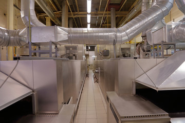 Industrial equipment and machinery at the factory of bread and sweets