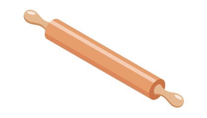 Wooden rolling pin for dough on a white background. Flat style rolling pin isometric. Kitchen accessories. Vector illustration