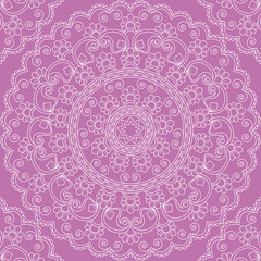 Seamless pattern with mandala ornament. Hand drawn illustration