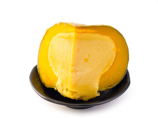 Egg custard in pumpkin.