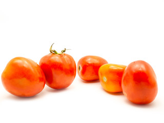 Ripe tomatoes on white background...
