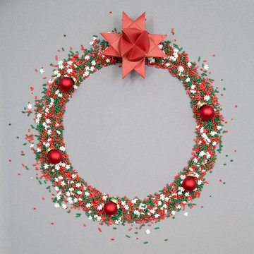 Christmas wreath of sprinkles and star
