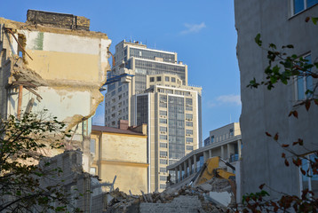 Kyiv. Ukraine. Destroying old city for high-rise buildings in its core.