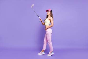 Full legs length body size profile side view leisure lifestyle l