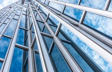 Fototapeta premium Skyscrapers from a low angle view in modern city of taiwan