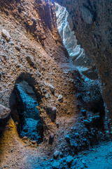 Intricate Curves and Twists as Water Eroded the Alluvial Rock in Rattlesnake Canyon, Death Valley, California