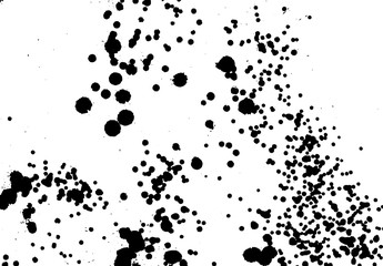 Ink grunge drops texture. Black hand drawn splashes and stains on white background.