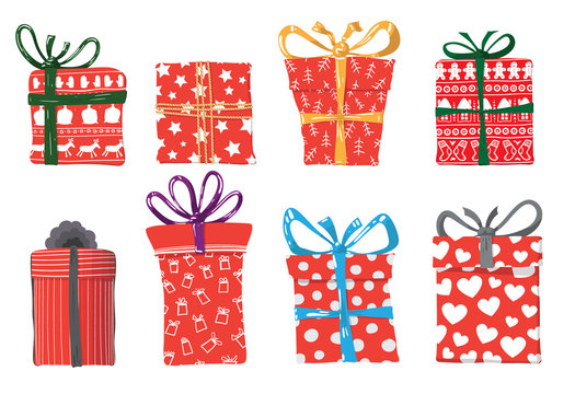 Vector image of holiday gifts for Christmas