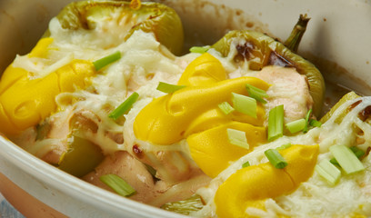 Creole Smokey Chicken Chile Rellenos