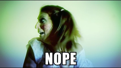 A pop internet culture reaction gif meme: a woman dressed up like a little girl, in a desperate run from a danger we don't see, and the text Nope.

